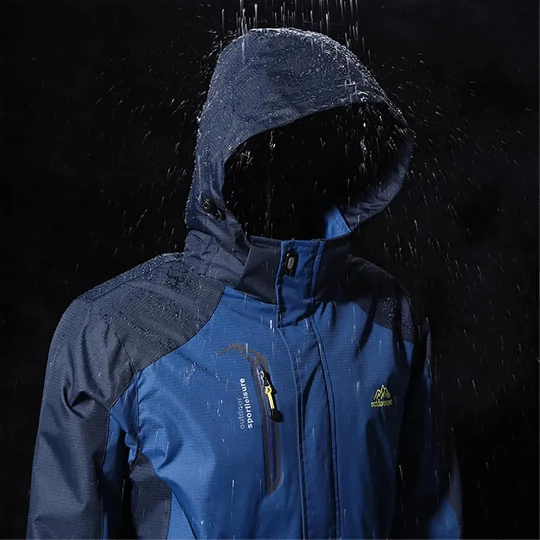 Alloaone Men Waterproof Hiking Jacket Suit Thin Fleece Jacket And Quick-Drying Pants Outdoor Trekking Camp Coat Set