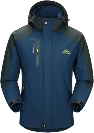 Alloaone Men Waterproof Hiking Jacket Suit Thin Fleece Jacket And Quick-Drying Pants Outdoor Trekking Camp Coat Set