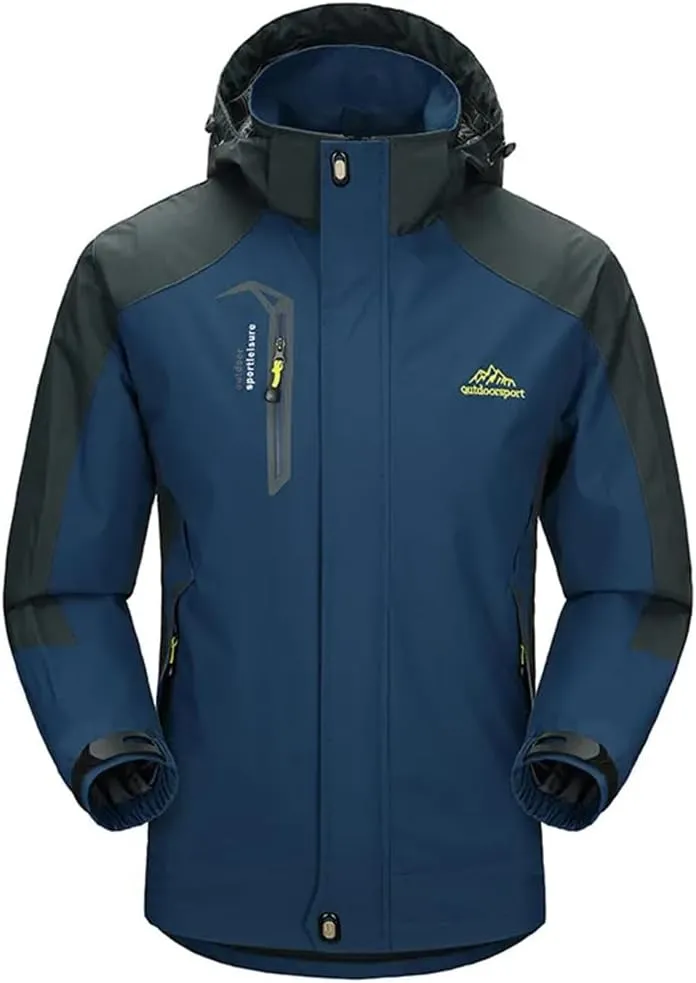 Alloaone Men Waterproof Hiking Jacket Suit Thin Fleece Jacket And Quick-Drying Pants Outdoor Trekking Camp Coat Set