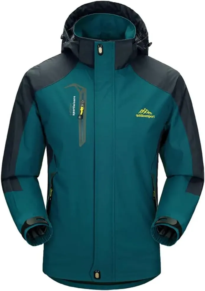 Alloaone Men Waterproof Hiking Jacket Suit Thin Fleece Jacket And Quick-Drying Pants Outdoor Trekking Camp Coat Set