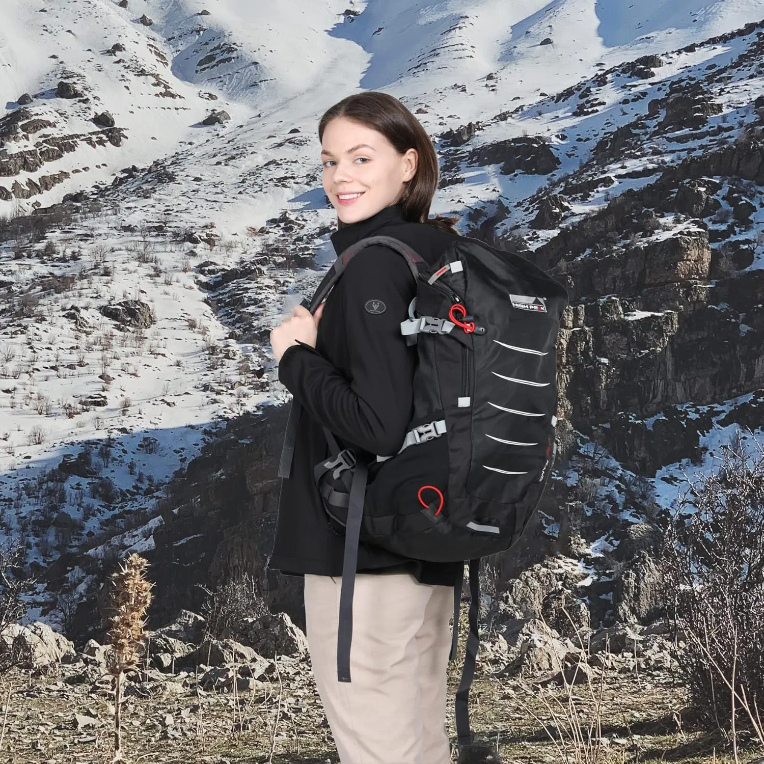 ALPHA CAMP Women's Softshell Waterproof Jacket with Hood Lightweight Breathable Warm Coat