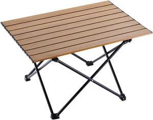 Aluminum Alloy Camping Folding Table - Portable Picnic Desk with Carry Bag, Lightweight Outdoor Dining Set (Wood Grain Table (Large Size))