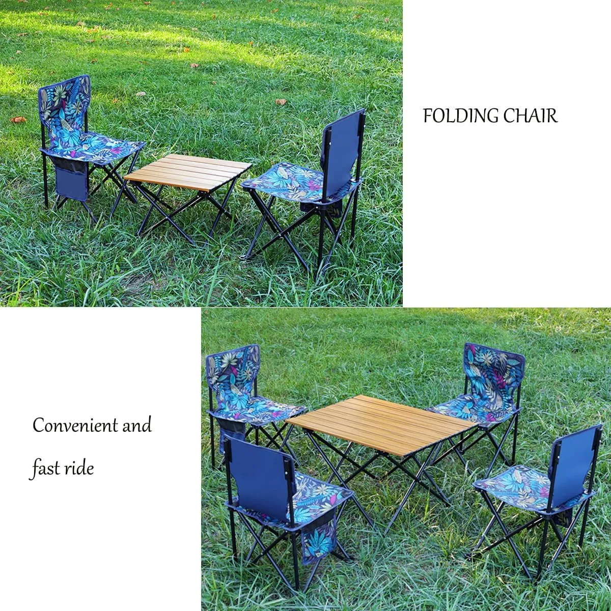 Aluminum Alloy Camping Folding Table - Portable Picnic Desk with Carry Bag, Lightweight Outdoor Dining Set (Wood Grain Table (Large Size))
