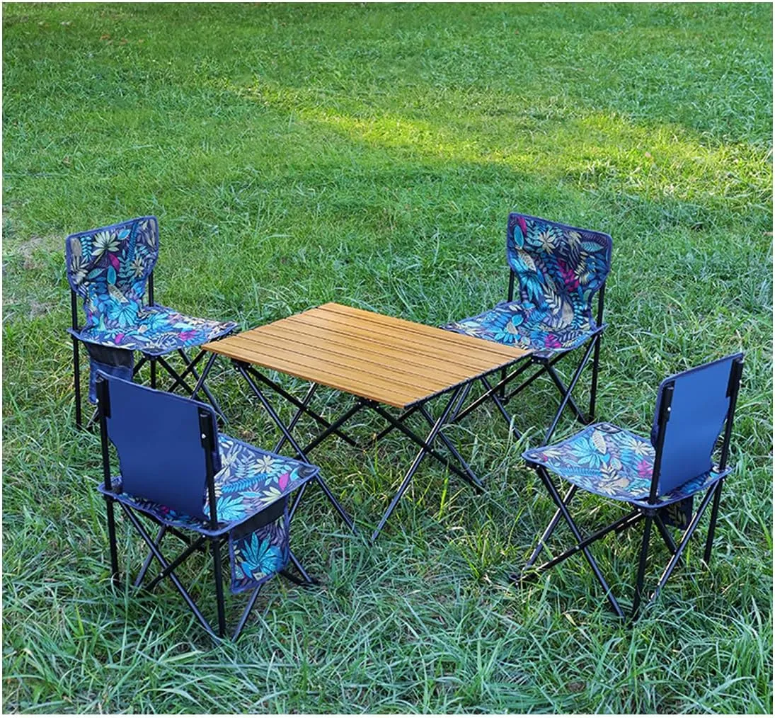Aluminum Alloy Camping Folding Table - Portable Picnic Desk with Carry Bag, Lightweight Outdoor Dining Set (Wood Grain Table (Large Size))