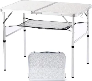 Aluminum Camp Table, Folding Table Portable,Lightweight,Foldable with 2 Adjustable Height, Indoor Outdoor Table for Cooking, Picnic, 2 Heights, 36''L x24''W