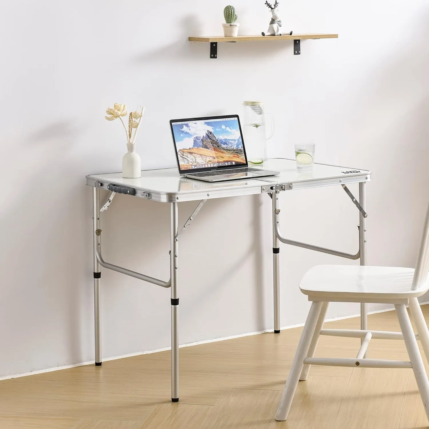 Aluminum Camp Table, Folding Table Portable,Lightweight,Foldable with 2 Adjustable Height, Indoor Outdoor Table for Cooking, Picnic, 2 Heights, 36''L x24''W