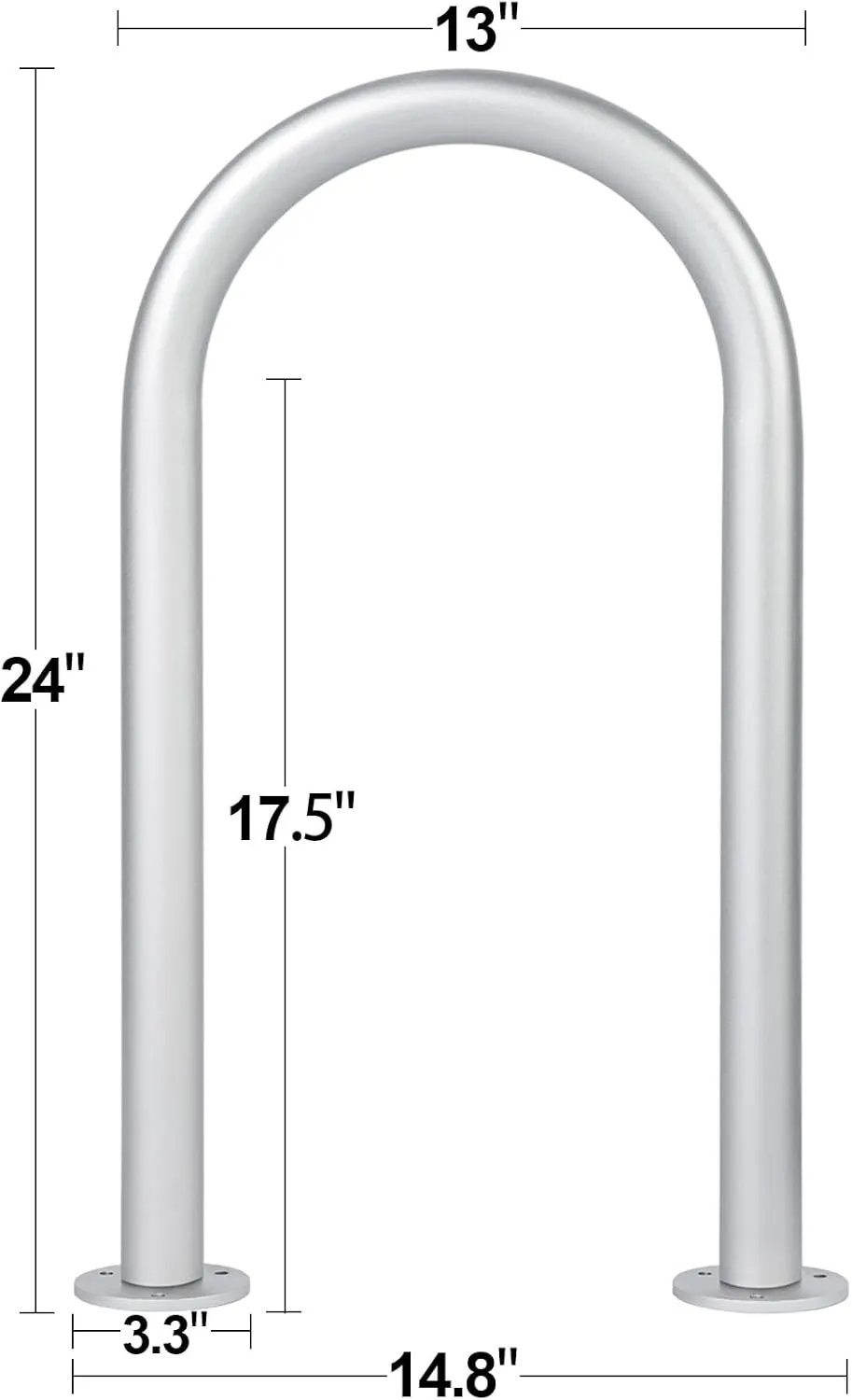 Aluminum Dock Handrail, 24" x 13" Dock Boarding Handrail, Dock & Boat Aluminum Safety Grab Bar, 36in Swimming Pool Handrail & Hot Tub Handrail, Silver