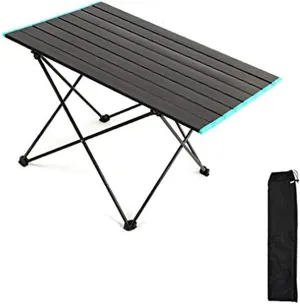 Aluminum Lightweight Folding Camping Table, Portable Collapsible Table for Picnic Camp Beach Fishing BBQ， 3, Black-L