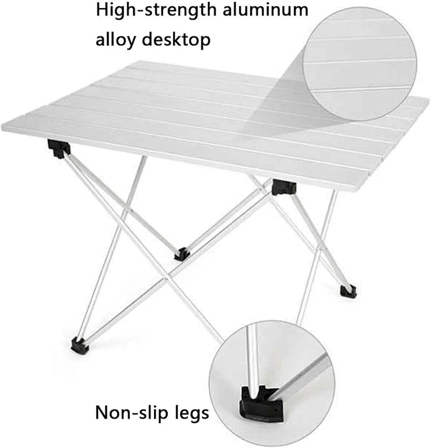 Aluminum Lightweight Folding Camping Table, Portable Collapsible Table for Picnic Camp Beach Fishing BBQ， 3, Silver-L