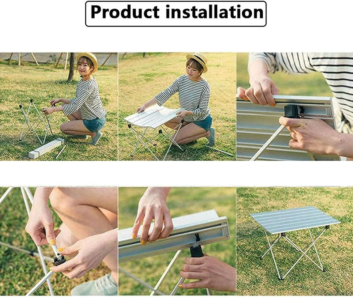 Aluminum Lightweight Folding Camping Table, Portable Collapsible Table for Picnic Camp Beach Fishing BBQ， 3, Silver-L