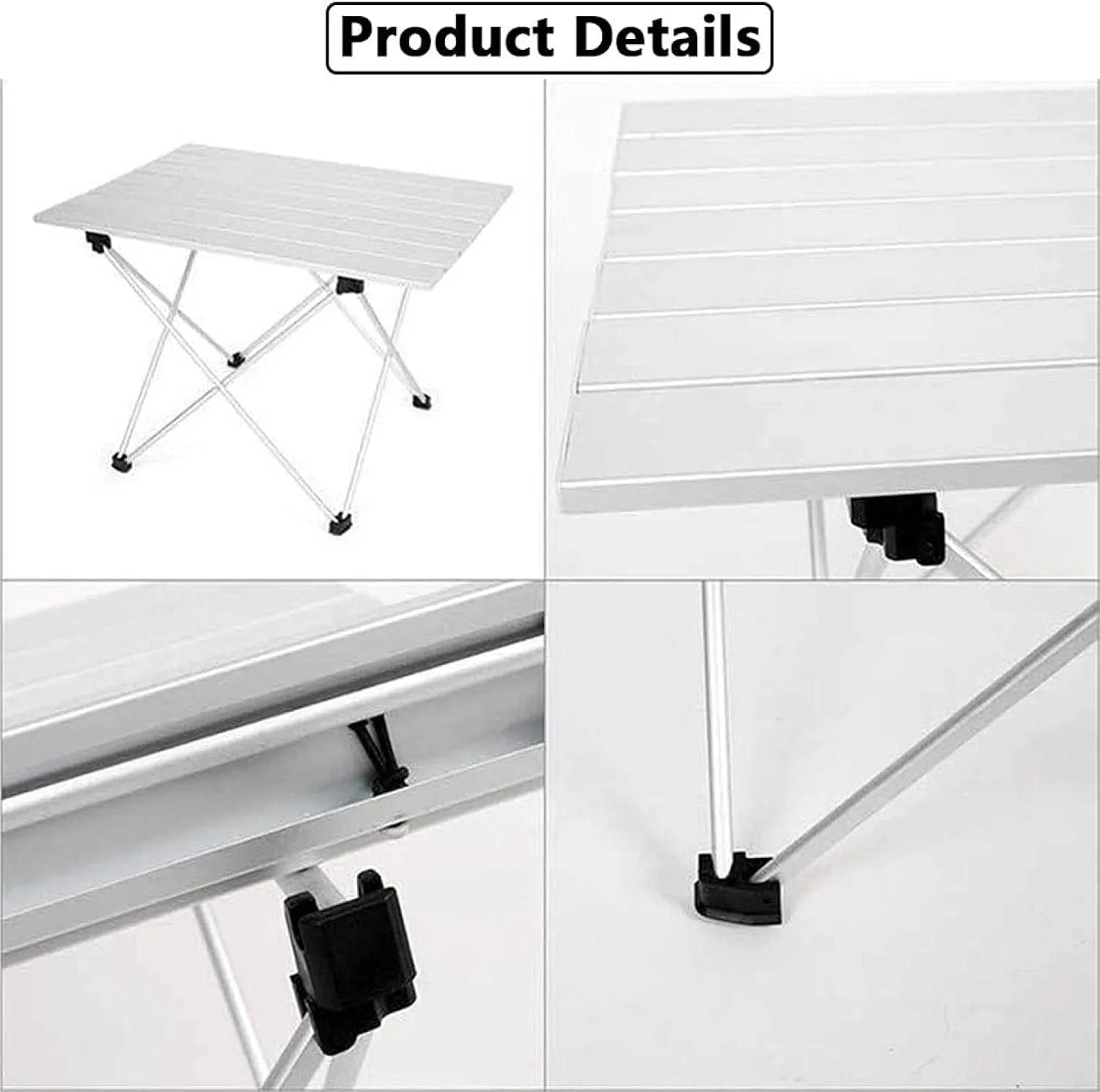 Aluminum Lightweight Folding Camping Table, Portable Collapsible Table for Picnic Camp Beach Fishing BBQ， 3, Silver-L