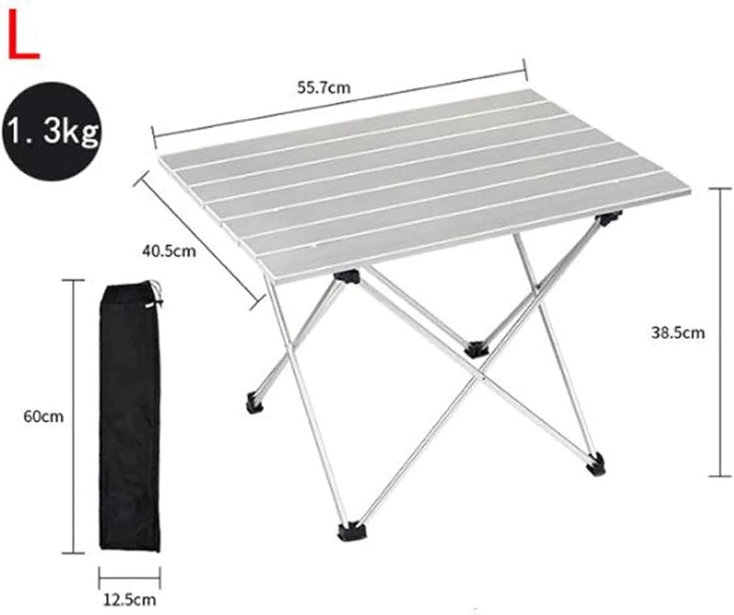 Aluminum Lightweight Folding Camping Table, Portable Collapsible Table for Picnic Camp Beach Fishing BBQ， 3, Silver-L