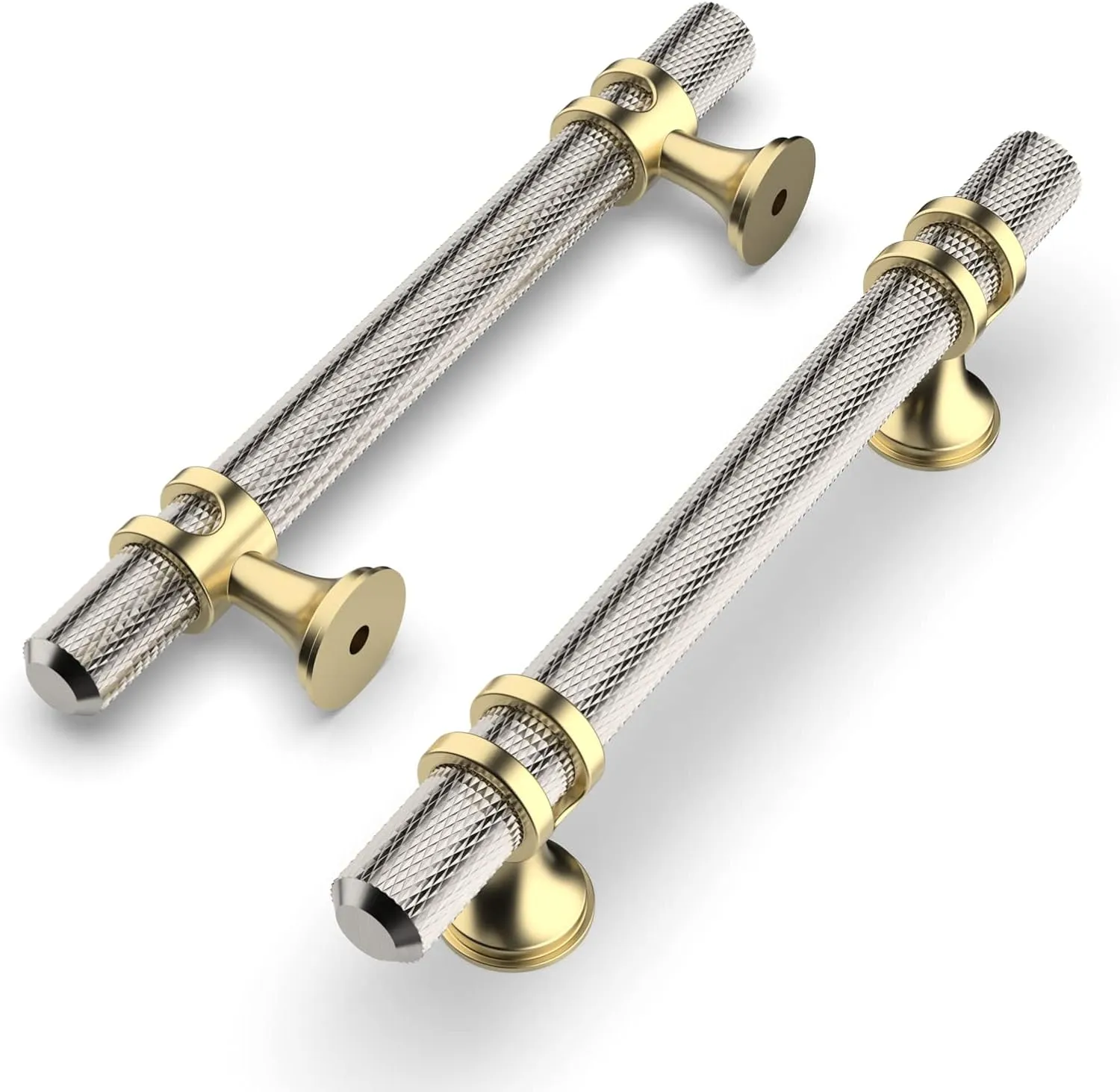 Amerdeco 10 Pack Knurled Brushed Satin Nickel Cabinet Pulls 5.9 Inch Length (3-3/4 Inch Hole Center) Kitchen Cabinet Handles for Drawer Dresser, Cupboard and Wardrobe ZH0025