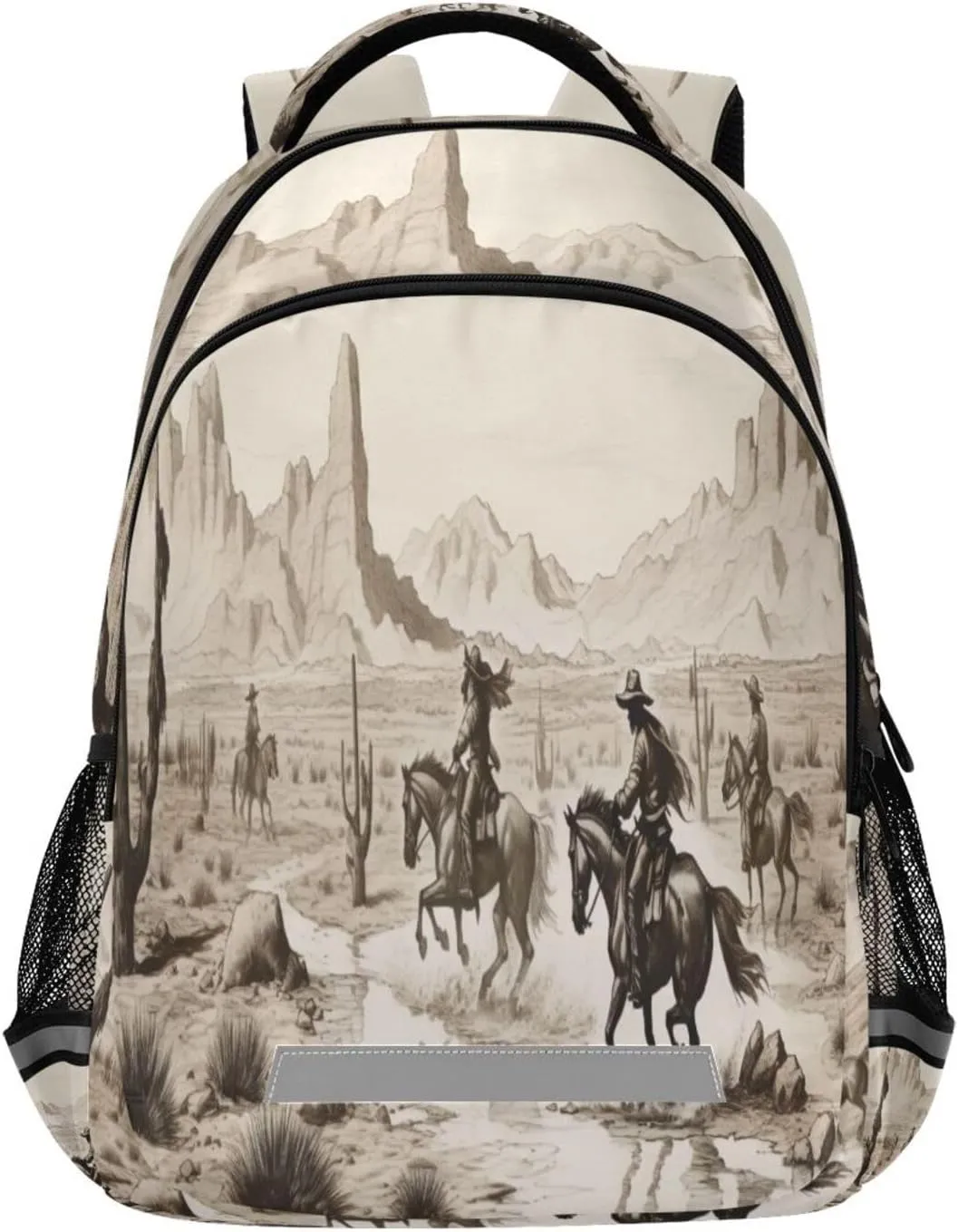 American West Cowboy Design Waterproof Backpack - Casual Outdoor Sports Daypack with Ergonomic Shoulder Straps#575