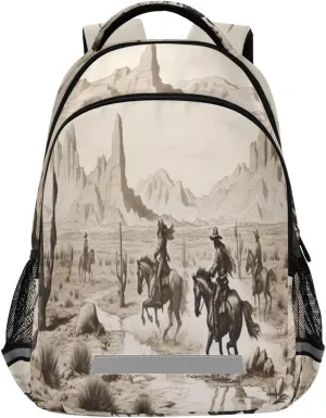 American West Cowboy Design Waterproof Backpack - Casual Outdoor Sports Daypack with Ergonomic Shoulder Straps#575
