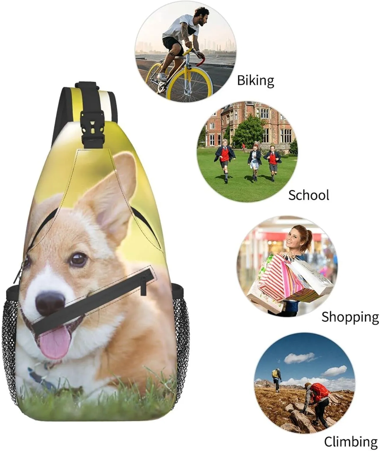 AMRANDOM Sling Bag Multipurpose Chest Crossbody with Adjustable Strap Outdoor Backpack