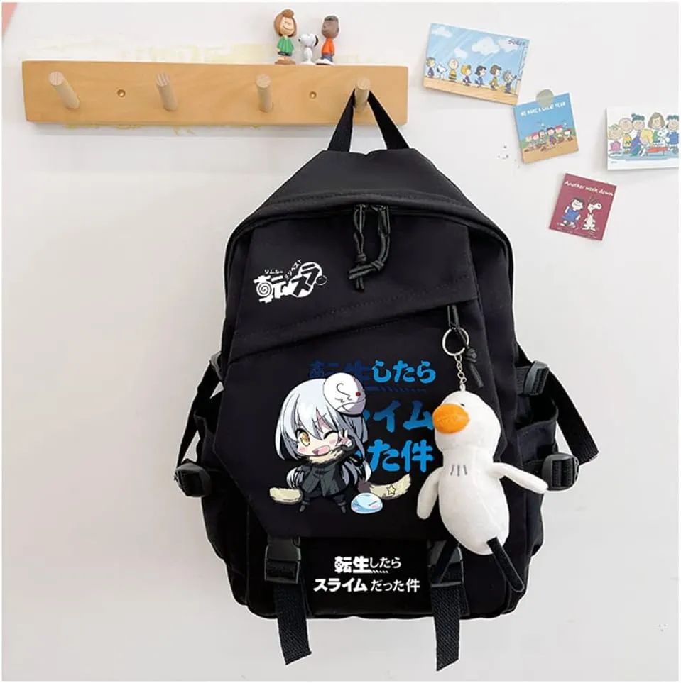 Anime Tensei Shitara Slime Datta Ken Rimuru Tempest Backpack Kawaii Backpack With Pendant Cosplay (9)