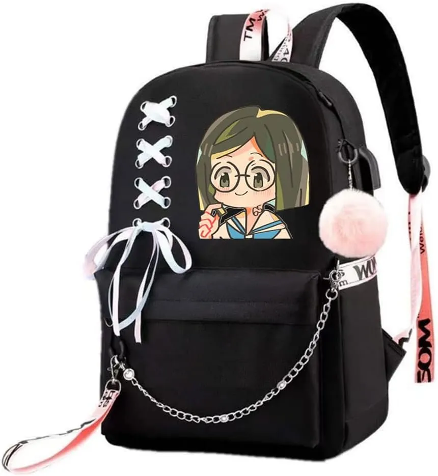 Anime The Promised Neverland Emma Ray Norman Backpack Cosplay Kawaii Ribbon Bag (1)