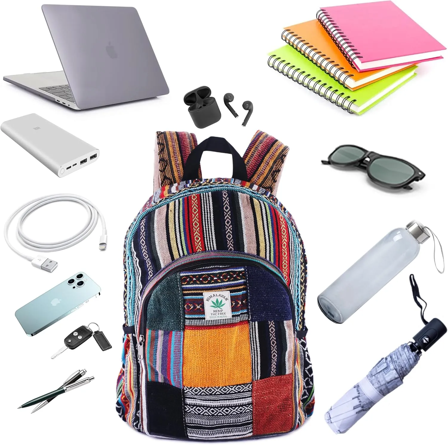 Anitya Hemp Backpack, Multi-Functional Pockets, Eco-Friendly, Unisex, Hiking Daypack, Durable Rucksack (AHLB04)