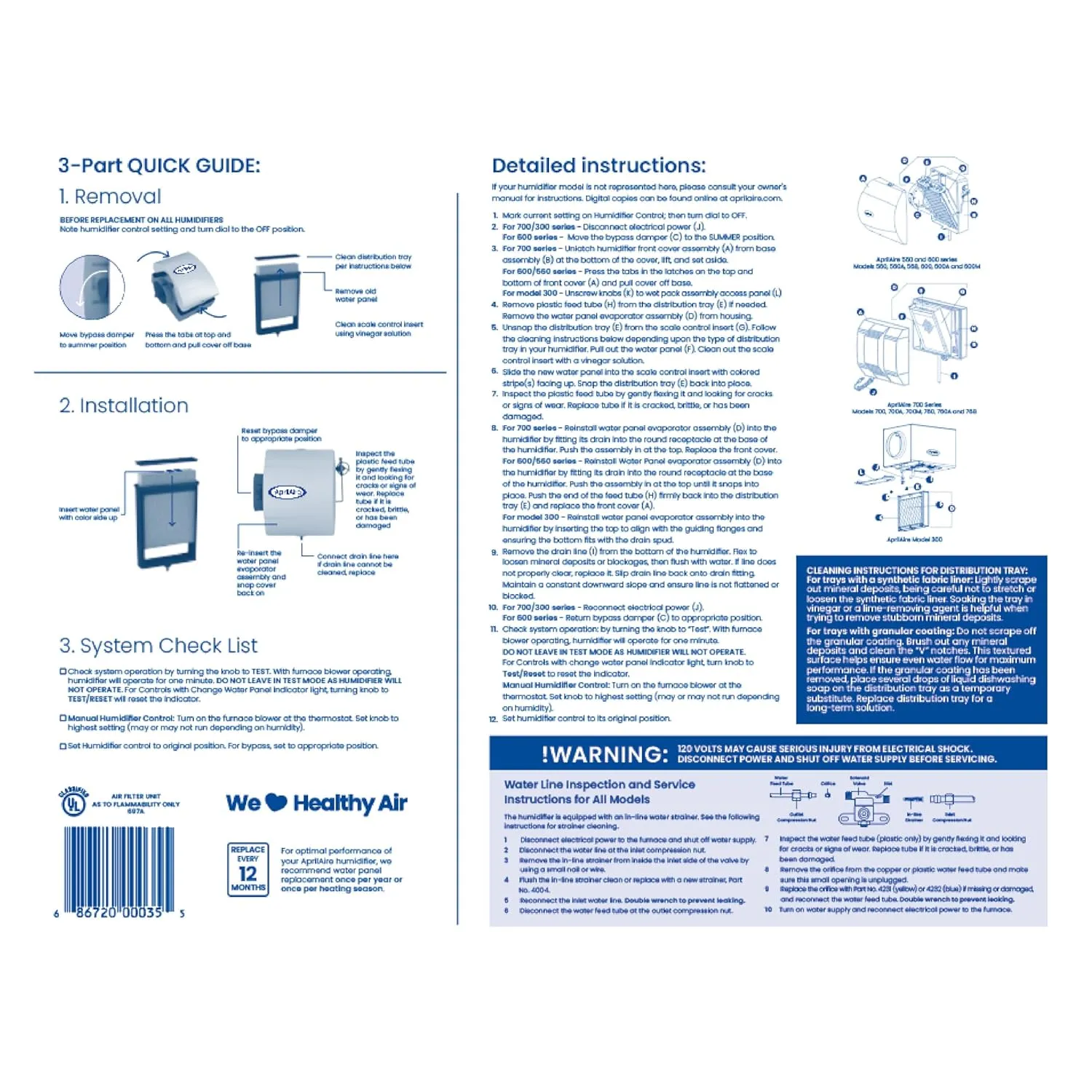 AprilAire 35 Water Panel Humidifier Filter Replacement for AprilAire Whole-House Humidifier Models 300, 350, 360, 560, 560A, 568, 600, 600A, 600M, 700, 700A, 700M, 760, 760A, 768 (Pack of 2)