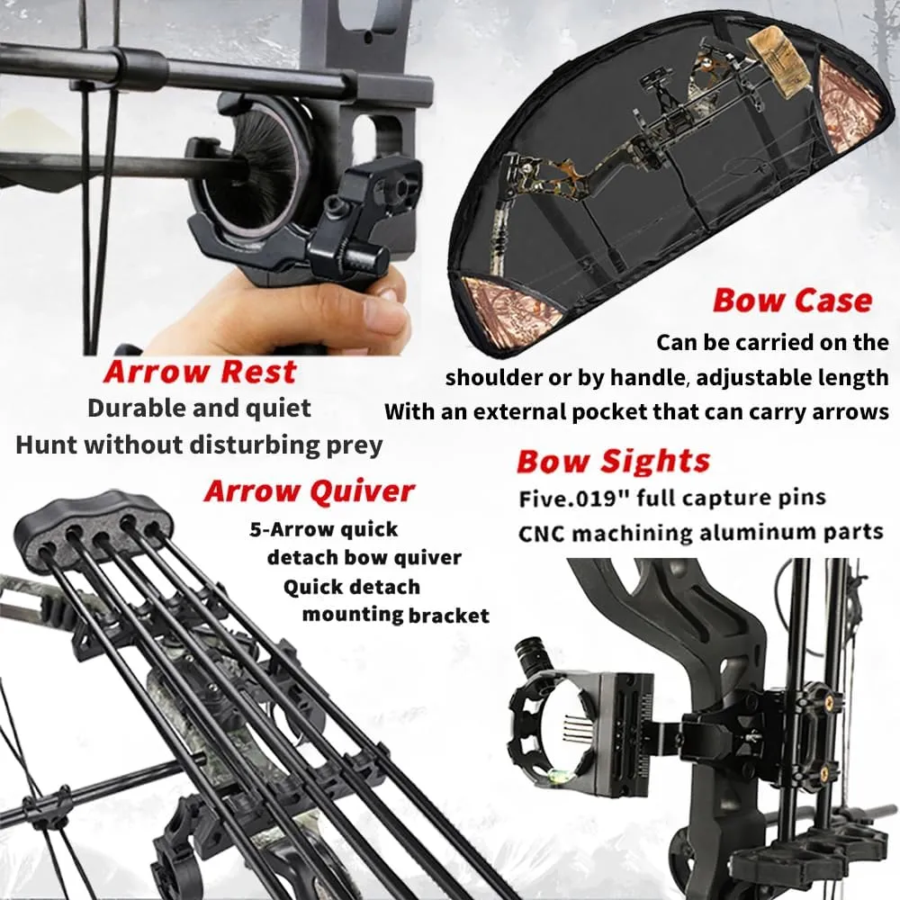 Archery Hunting Compound Bow Kit RTH 30-70 LBS Draw Length 23.5"-31", IBO 325FPS, Target Shooting Bow with Accessories for Bowfishing Archery Hunting