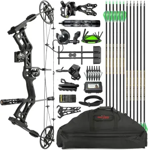 Archery Hunting Compound Bow Kit RTH 30-70 LBS Draw Length 23.5"-31", IBO 325FPS, Target Shooting Bow with Accessories for Bowfishing Archery Hunting