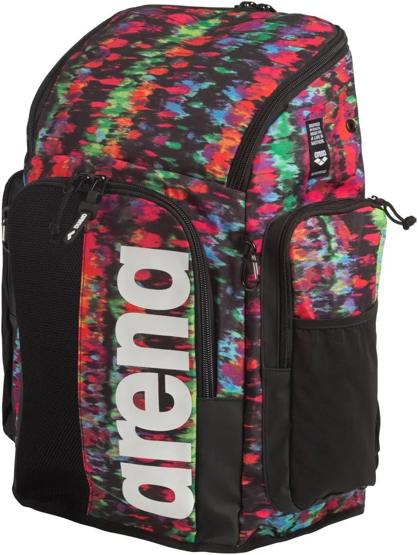 ARENA Spiky III Backpack 45 Swimming Athlete Sports Gym Rucksack Large Training Gear Equipment Swim Bag for Men and Women, 45 Liters, Tie Dye