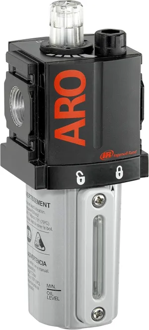 ARO Ingersoll Rand ARO L36341-100-VS Air Line Lubricator, 1/2" NPT - 150 psi Max Inlet, Black/Gray