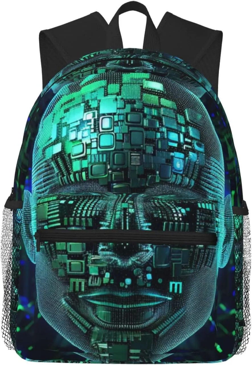 Artificial Intelligence Laptop Backpack Brain Printed Daypack Waterproof Travel Work Backpack for Men Women Lightweight School Bag Bookbag for Teens