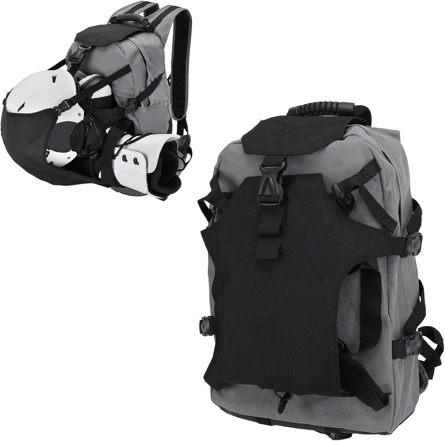 Asixxsix Ski Boot Bag, 30L Ski Backpack with Helmet Compartment, Water Proof Oxford Material, Cushioned Handle and Adjustable Shoulder Straps, for Travel, Skiing, Hiking, Camping