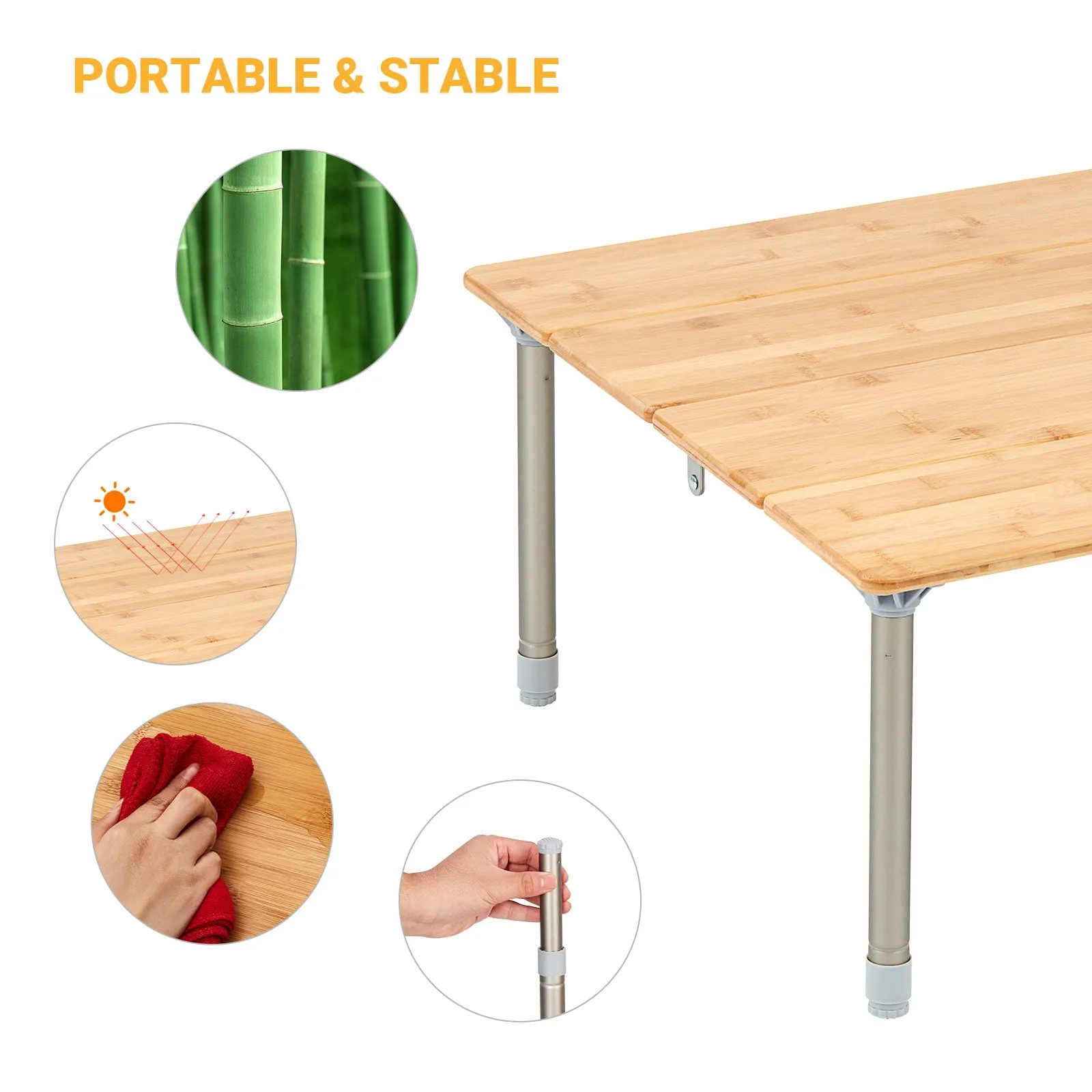 ATEPA BAMBOO Small Bamboo Table 4-Folded