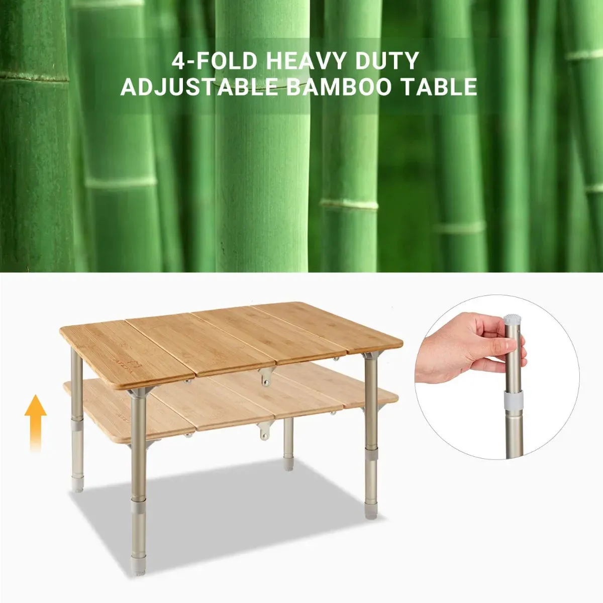 ATEPA BAMBOO Small Bamboo Table 4-Folded