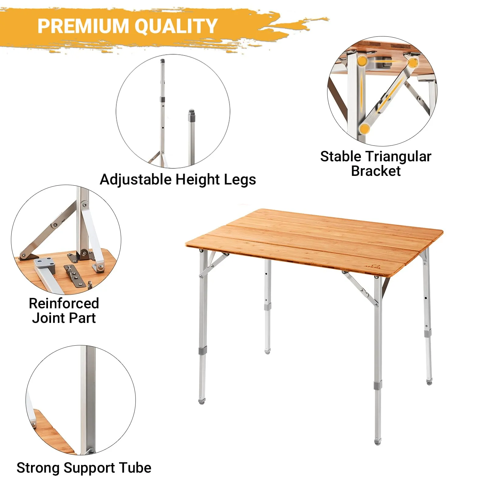 ATEPA BAMBOO Small Bamboo Table 4-Folded