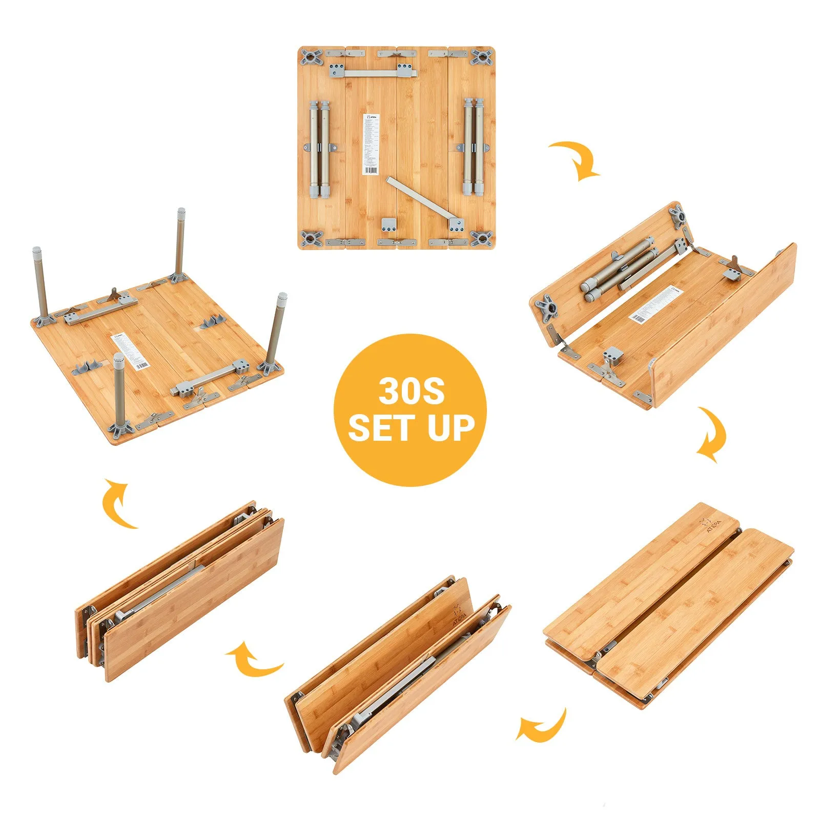 ATEPA BAMBOO Small Bamboo Table 4-Folded