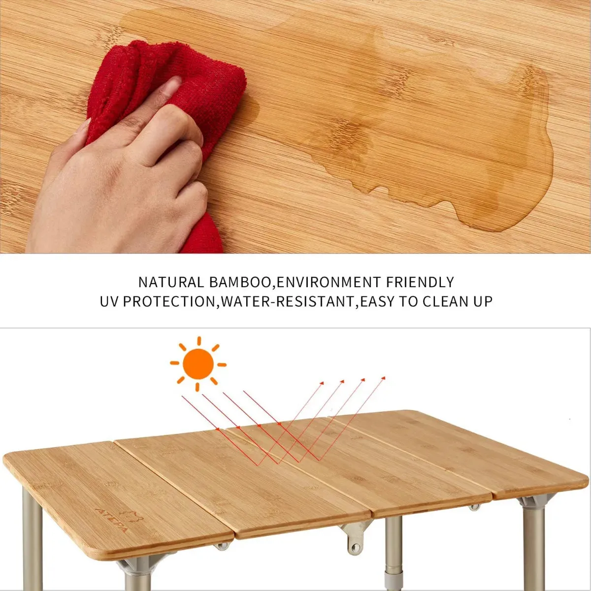 ATEPA BAMBOO Small Bamboo Table 4-Folded