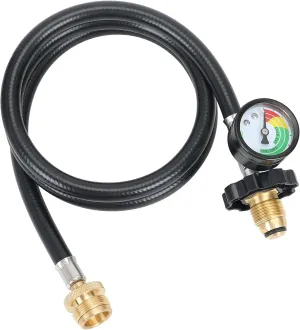 ATKKE 4FT Heater Hose Adapter Assembly F273704 Replacement with Gauge, Compatible with Buddy Heater MH9B MH18B Series, Portable Grill and More