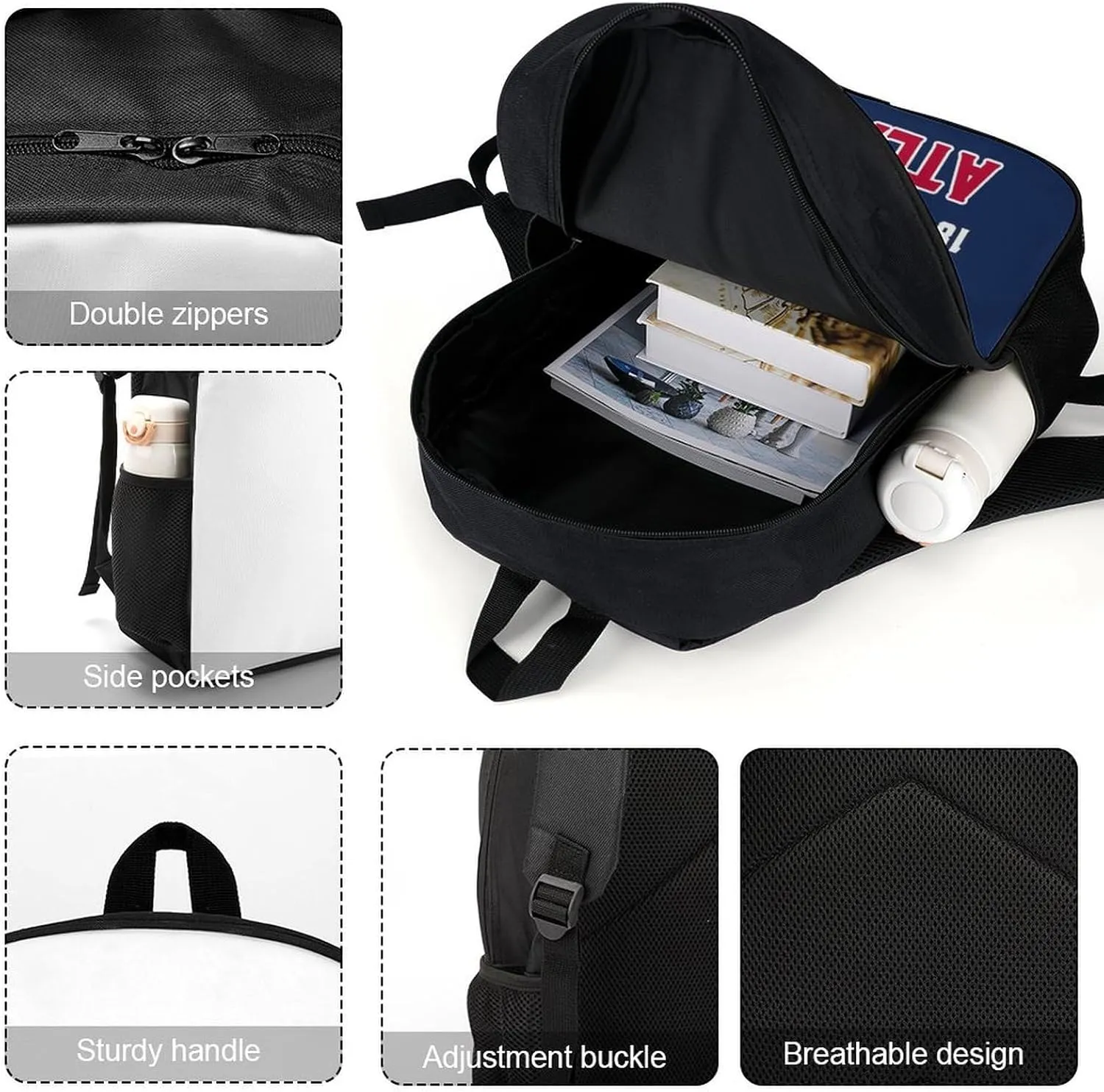 Atlanta Backpack Custom 17Inch Shoulder Bag Gift for Men Women Boy Girl Personalized Name Number Laptop Travel Bag