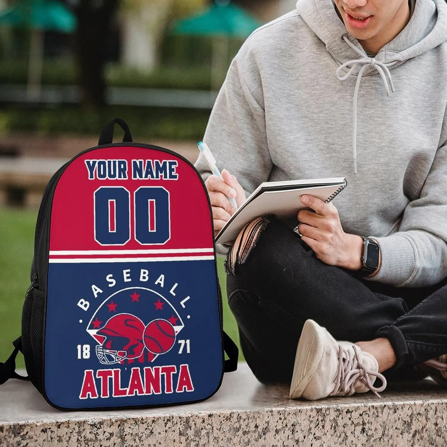 Atlanta Backpack Custom 17Inch Shoulder Bag Gift for Men Women Boy Girl Personalized Name Number Laptop Travel Bag
