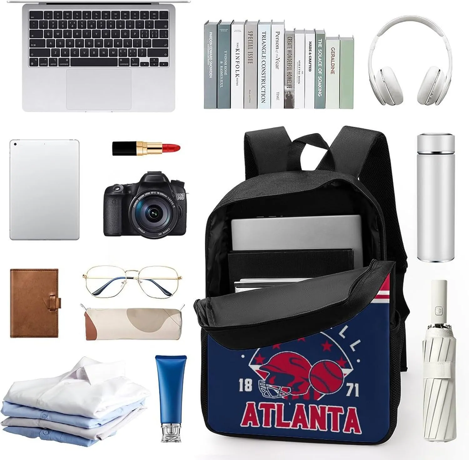 Atlanta Backpack Custom 17Inch Shoulder Bag Gift for Men Women Boy Girl Personalized Name Number Laptop Travel Bag