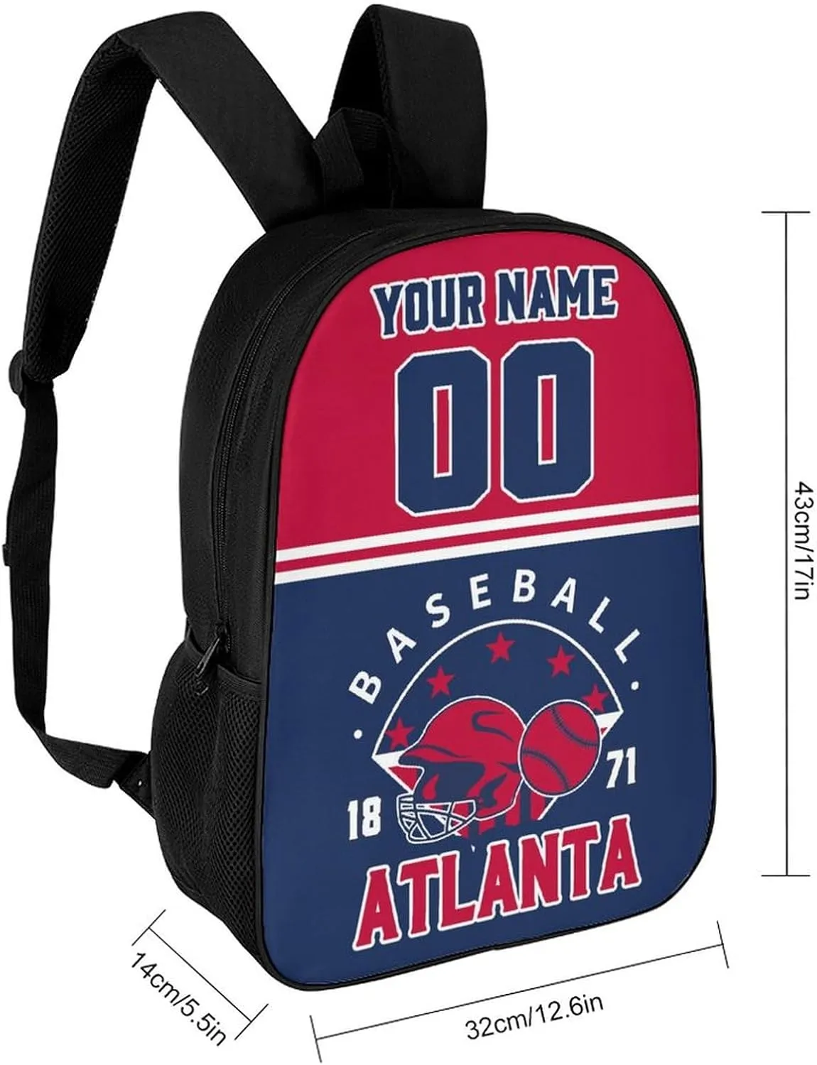 Atlanta Backpack Custom 17Inch Shoulder Bag Gift for Men Women Boy Girl Personalized Name Number Laptop Travel Bag
