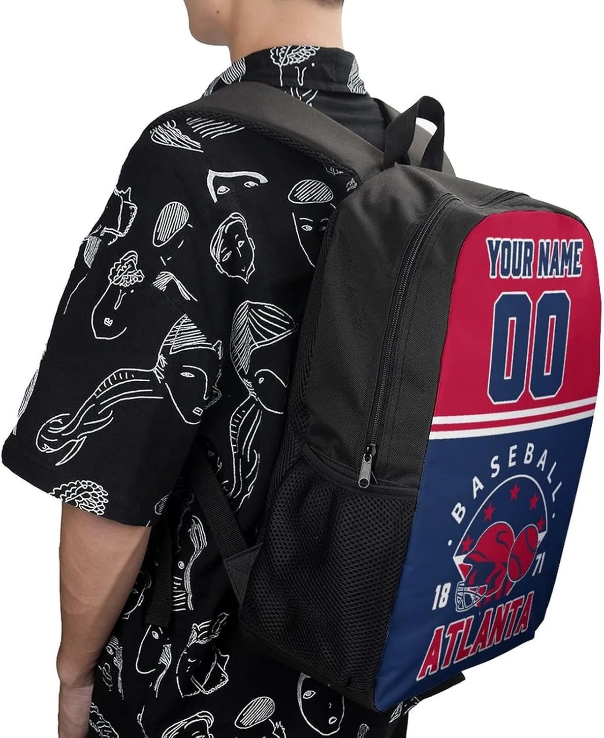 Atlanta Backpack Custom 17Inch Shoulder Bag Gift for Men Women Boy Girl Personalized Name Number Laptop Travel Bag