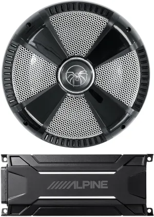 Audiosavings Bundle: (1) SoundStream MSW.104 10" 600 Watt Marine/Boat/UTV Subwoofer DVC Sub Bundle with (1) Alpine KTA-30MW 600 Watt Mono Amplifier Class-D Amp for Polaris RZR/ATV/UTV/Cart (Items 2)
