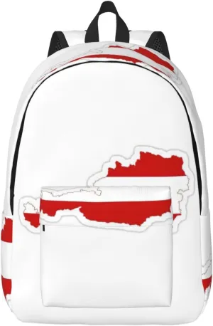 Austrian Flag Map print Travel Laptop Backpack, Carry on Backpack, Computer Bag for Men Women College Book Bag