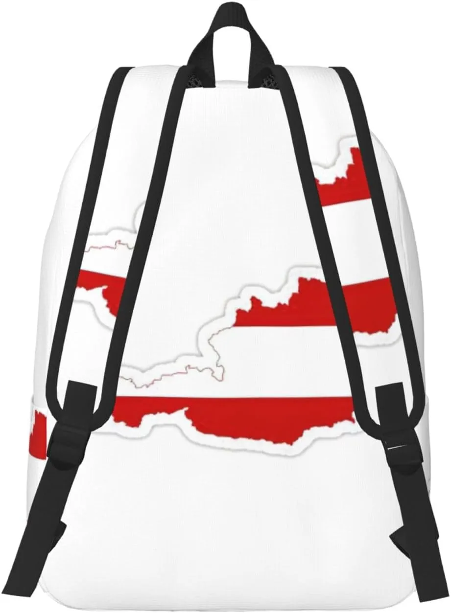 Austrian Flag Map print Travel Laptop Backpack, Carry on Backpack, Computer Bag for Men Women College Book Bag