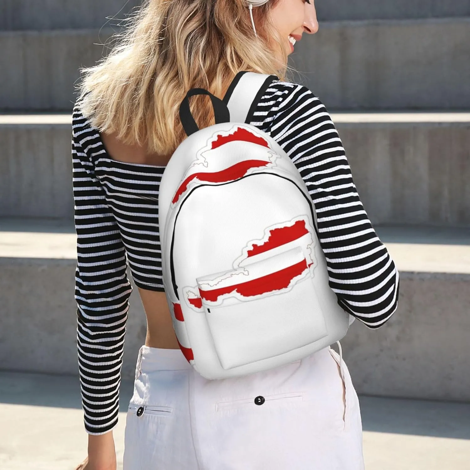 Austrian Flag Map print Travel Laptop Backpack, Carry on Backpack, Computer Bag for Men Women College Book Bag