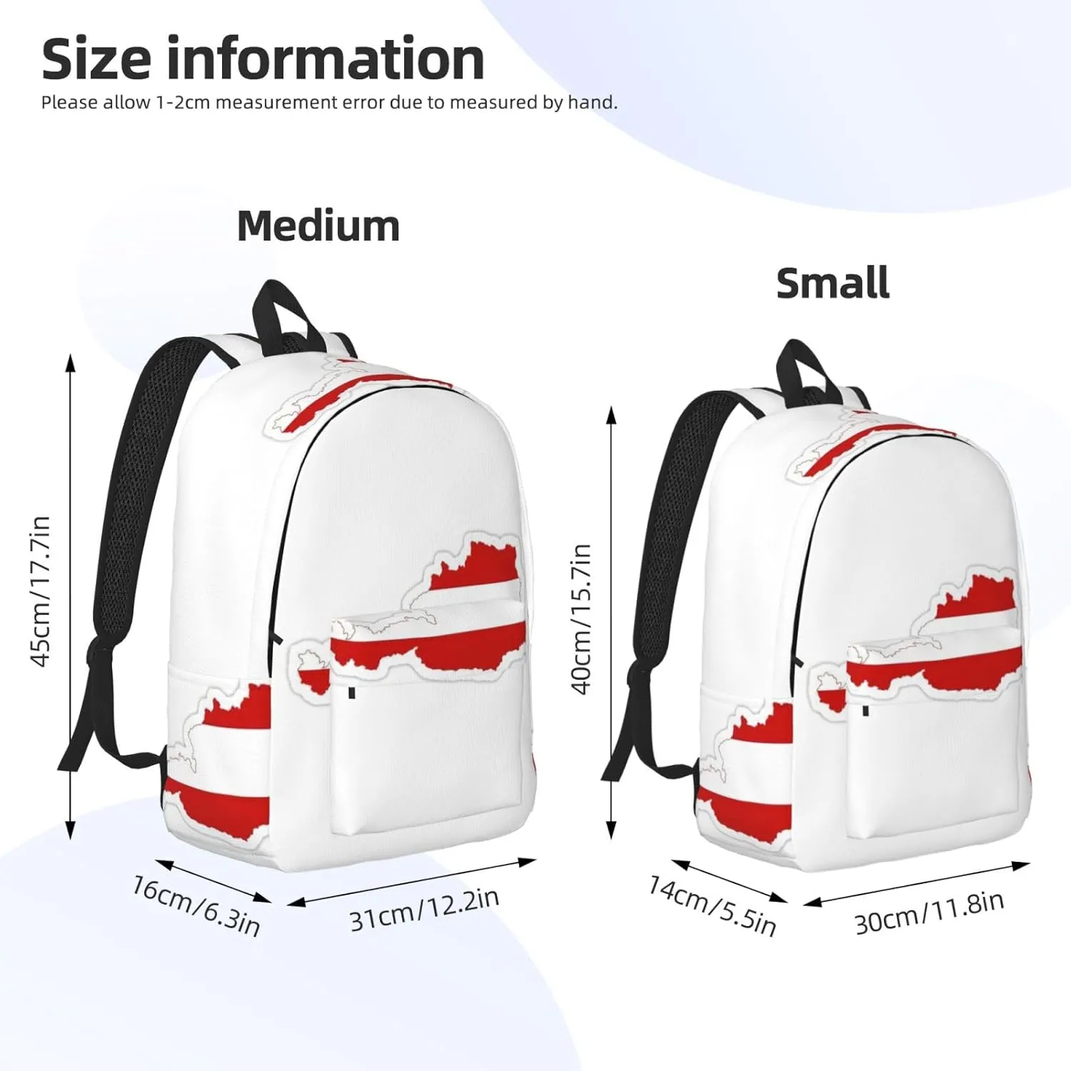 Austrian Flag Map print Travel Laptop Backpack, Carry on Backpack, Computer Bag for Men Women College Book Bag