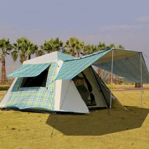 Automatic Camping Outdoor Pop-up Tent, Portable 4-6 Person Family Camping Instant Tent-Ultra Large Waterproof Dome Tent with Porch, Easy Setup with Large Mesh for Ventilation (Color : Green)