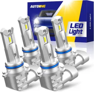 AUTOONE 9005 9006 Bulbs Combo, 6000K White Super Bright 9005/HB3 9006/HB4 Halogen Replacement Fog Light Bulbs, Plug and Play, Pack of 4