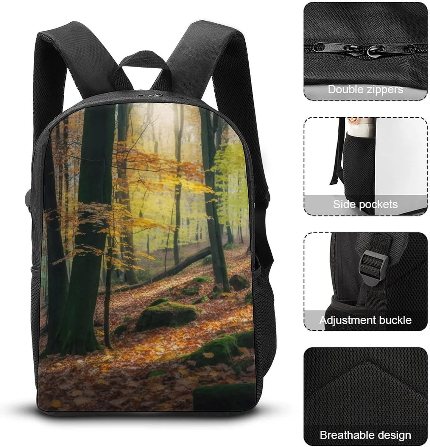 Autumn Forest Trees And Leaves Backpack with Adjustable Straps, Suitable for Travel Picnics Activities