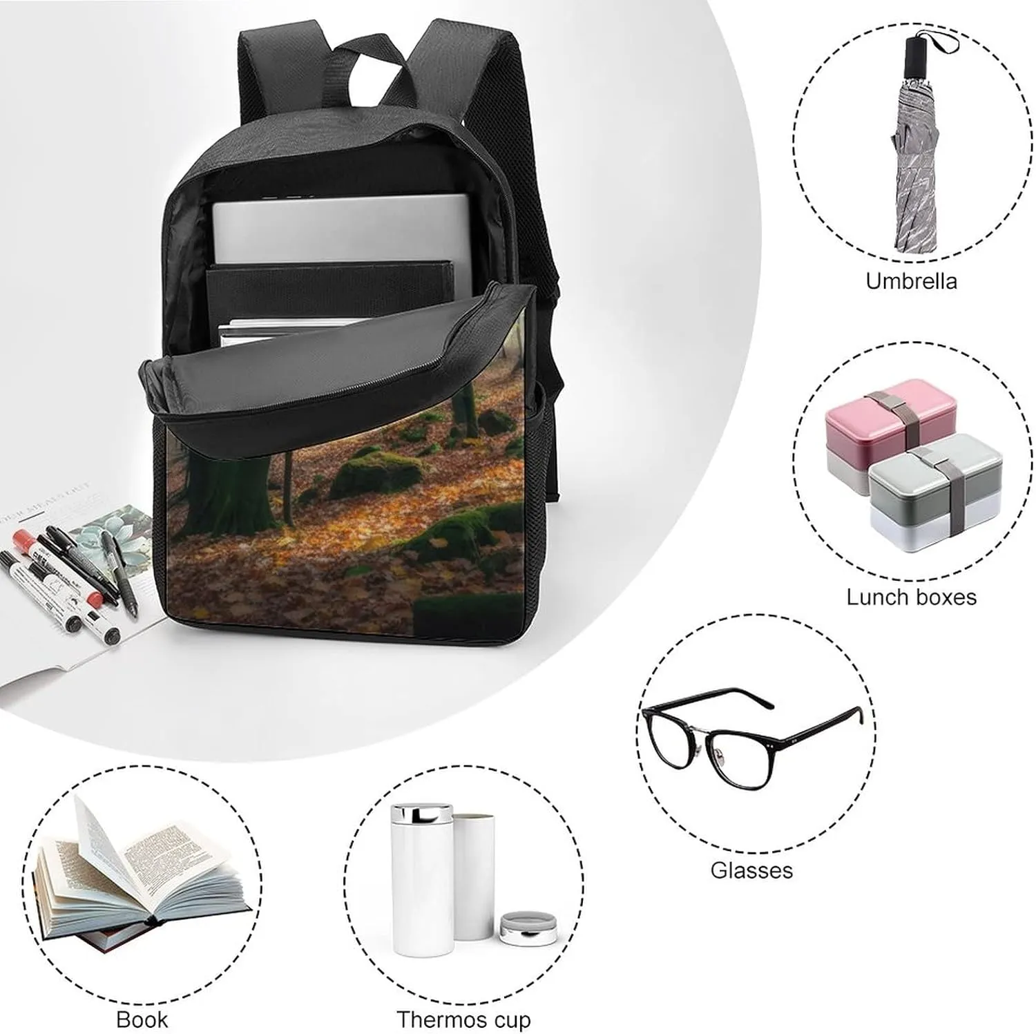 Autumn Forest Trees And Leaves Backpack with Adjustable Straps, Suitable for Travel Picnics Activities